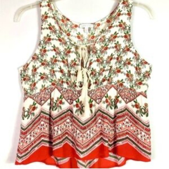 Anthropologie Patrons Of Peace Boho Floral Flowy Gauzy Top Size L Hippie Summer - Picture 1 of 10